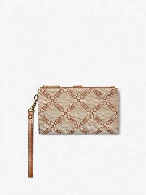 Michael Kors Adele Empire Logo Jacquard Smartphone Geldbörse Damen Beige | 980576-VRS