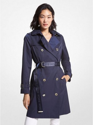 Michael Kors Baumwoll Blend Trench Mäntel Damen Blau | 307812-XUK