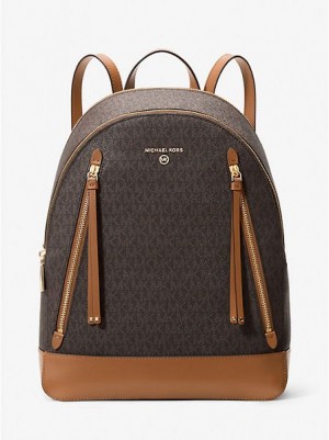 Michael Kors Brooklyn Large Logo Rucksack Damen Braun | 597421-MTV