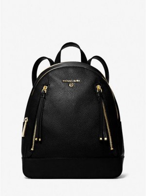 Michael Kors Brooklyn Medium Pebbled Leder Rucksack Damen Schwarz | 470912-HME