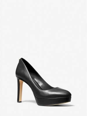 Michael Kors Chantal Leder Plattform Pumps Damen Schwarz | 670245-DMC