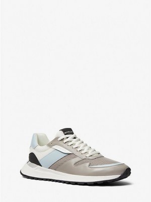 Michael Kors Dax Leder And Mesh Sneakers Herren Grau | 253046-DSC