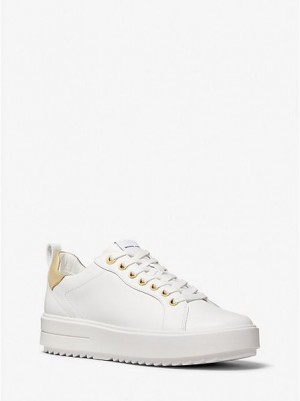 Michael Kors Emmett Leder Sneakers Damen Weiß | 059638-WVO