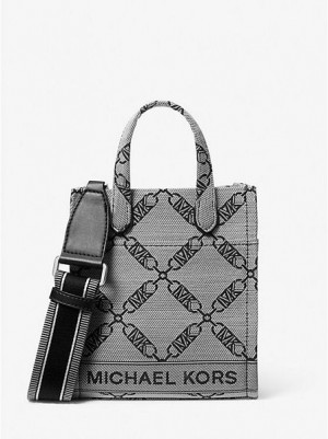 Michael Kors Gigi Extra-small Empire Logo Jacquard crossbody taschen Damen Beige Schwarz | 927045-BWY