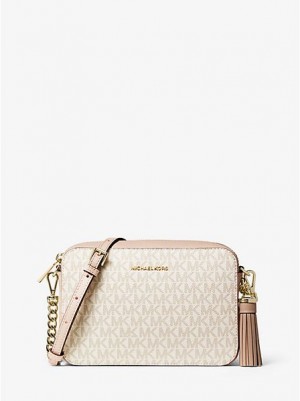 Michael Kors Ginny Medium Logo crossbody taschen Damen Hellgelb Rosa | 932861-TKX