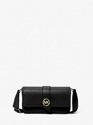 Michael Kors Greenwich Extra-small Saffiano Leder Sling crossbody taschen Damen Schwarz | 961807-DCB