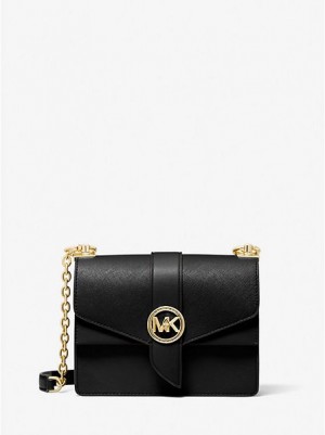 Michael Kors Greenwich Small Saffiano Leder crossbody taschen Damen Schwarz | 970238-HNM