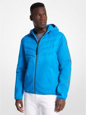 Michael Kors Hailfax Knit Zip-up Jacke Herren Blau | 943205-AWB