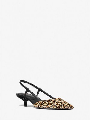 Michael Kors Hallie Leopard Print Calf Hair Pumps Damen Braun | 569310-ZRI