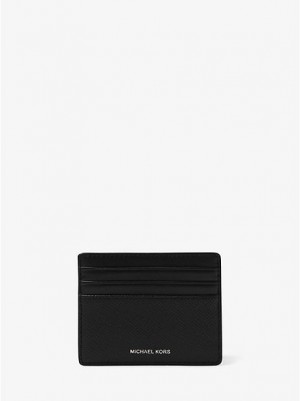 Michael Kors Harrison Crossgrain Leder Hohe Card Case Geldbörse Herren Schwarz | 863950-TGM