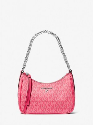 Michael Kors Jet Set Charm Small Logo Schultertaschen Damen Rosa | 814967-VZN