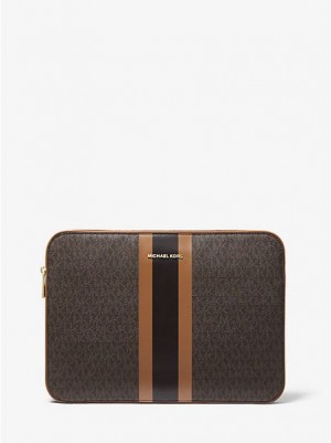 Michael Kors Jet Set Logo Stripe 13 Inch Kartenhülle Damen Braun | 269745-CBX