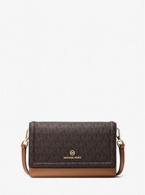 Michael Kors Jet Set Small Logo Smartphone Convertible crossbody taschen Damen Braun | 748065-UBG