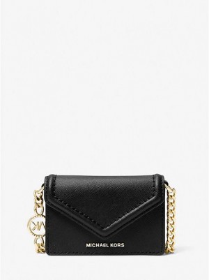 Michael Kors Jet Set Small Saffiano Leder Envelope crossbody taschen Damen Schwarz | 241873-QNA