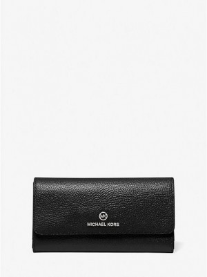 Michael Kors Large Pebbled Leder Tri-fold Geldbörse Damen Schwarz | 786105-GOV