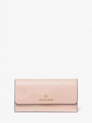 Michael Kors Large Pebbled Leder Tri-fold Geldbörse Damen Rosa | 497583-CMW