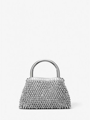 Michael Kors Limited-edition Rosie Extra-small Embellished Metallic Faux Leder Schultertaschen Damen Silber | 078264-LOR