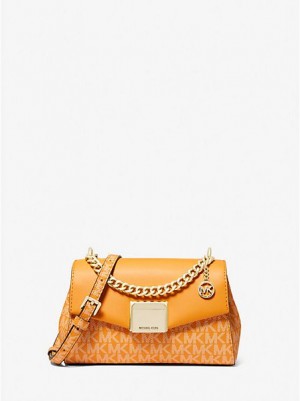 Michael Kors Lita Small Two-tone Logo And Leder crossbody taschen Damen Mehrfarbig | 208396-GAH