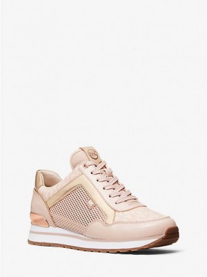 Michael Kors Maddy Mixed-media Sneakers Damen Rosa | 268947-IWX