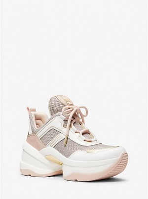 Michael Kors Olympia Glitter Chain-mesh And Leder Sneakers Damen Mehrfarbig | 631708-URF