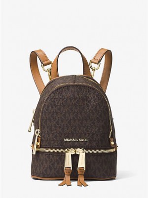 Michael Kors Rhea Mini Logo Rucksack Damen Braun | 267408-VTE