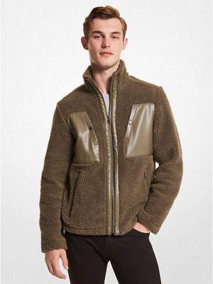 Michael Kors Sherpa Jacke Herren Olivgrün | 692170-XTR