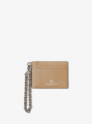 Michael Kors Small Pebbled Leder Chain Kartenhülle Damen Braun | 042651-WIR