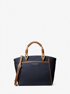 Michael Kors Talia Small Baumwoll Canvas Tragetaschen Damen Navy Mehrfarbig | 607834-RKB