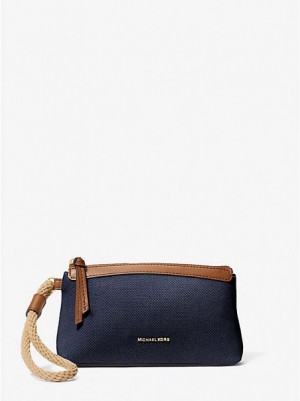 Michael Kors Talia Small Baumwoll Canvas Geldbörse Damen Navy Mehrfarbig | 512073-ZTJ