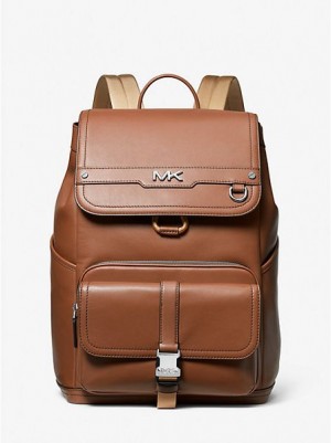 Michael Kors Varick Leder Rucksack Herren Braun Schwarz | 842305-WSZ