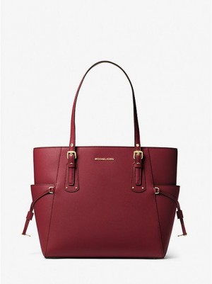 Michael Kors Voyager Small Crossgrain Leder Tragetaschen Damen Bordeaux | 103695-UHX