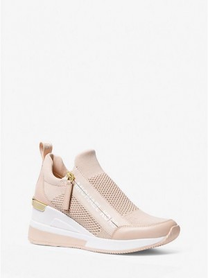 Michael Kors Willis Stretch Knit Sneakers Damen Rosa | 137629-RQC