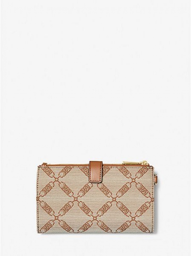 Michael Kors Adele Empire Logo Jacquard Smartphone Geldbörse Damen Beige | 592436-XBM