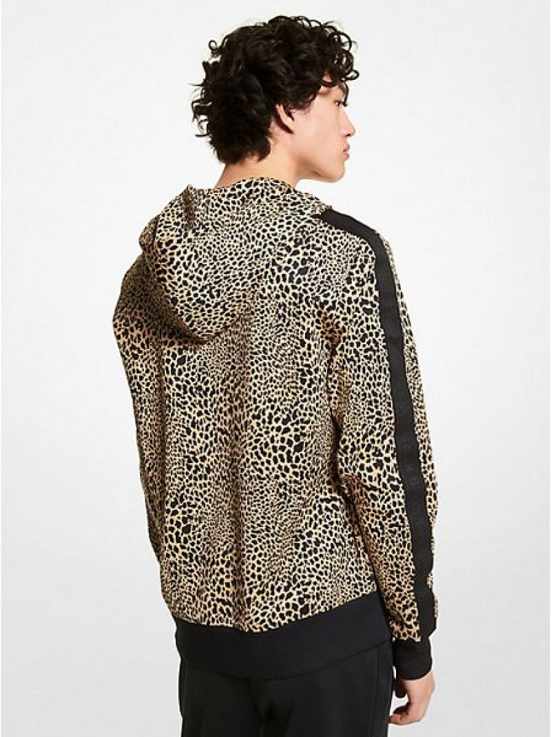 Michael Kors Animal Print Scuba Zip-up Hoodie Herren Khaki | 923485-RNK