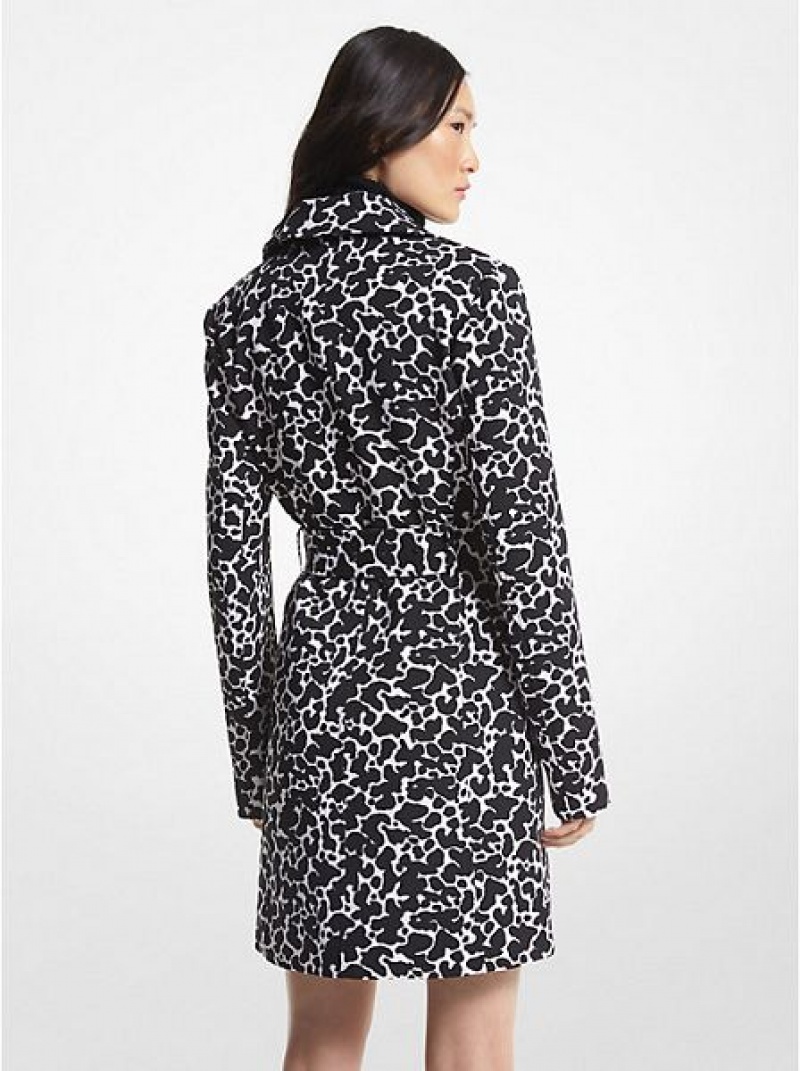 Michael Kors Animal Print Stretch Crepe Trench Mäntel Damen Weiß | 310259-UTV