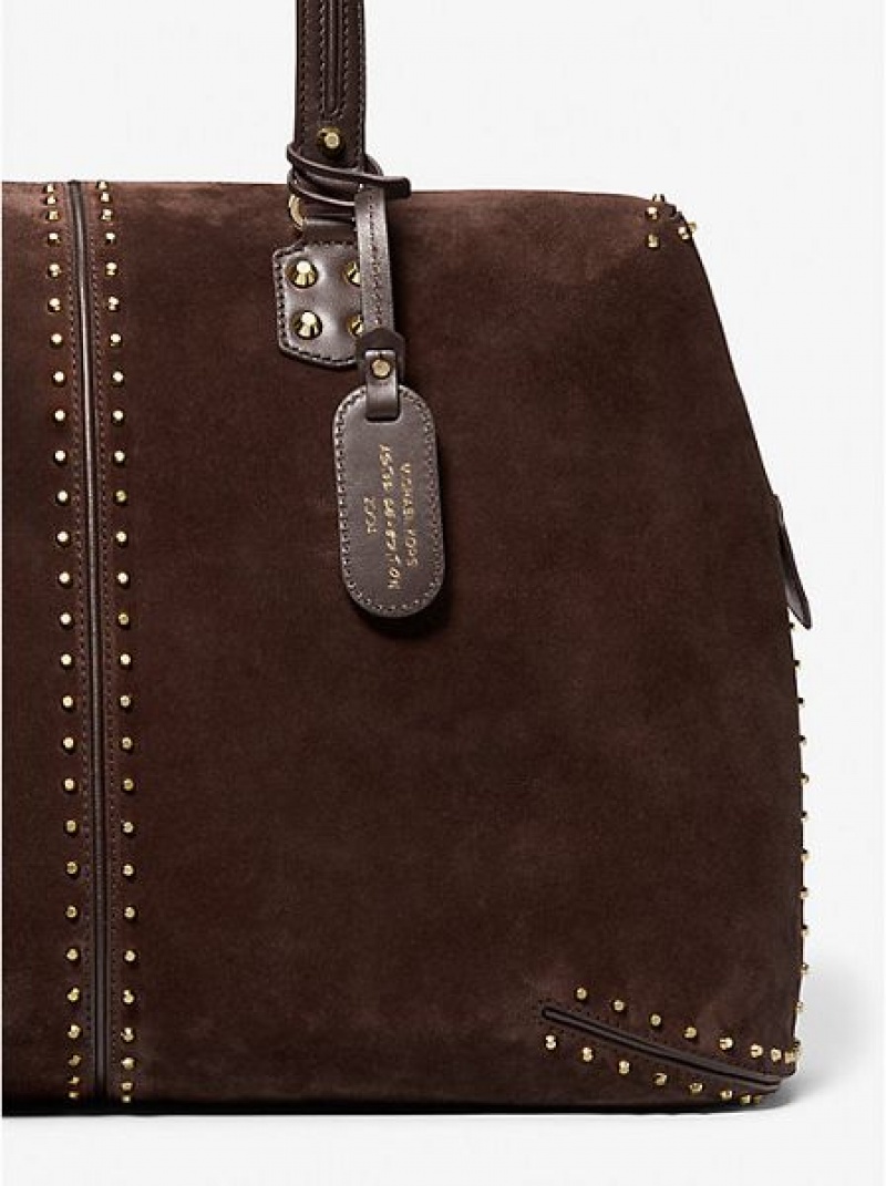 Michael Kors Astor Extra-large Studded Wildleder Wochenendtasche Damen Schokolade | 596304-GON