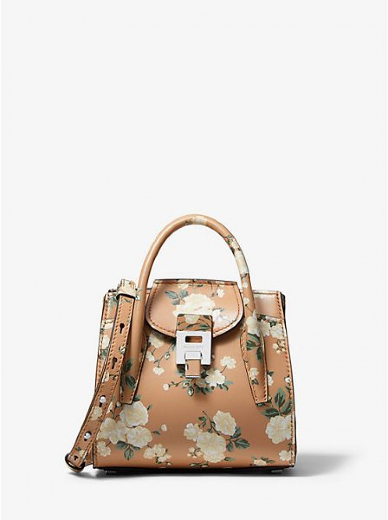 Michael Kors Bancroft Mini Floral Calf Leder Schulranzen Damen Braun | 683910-KPU