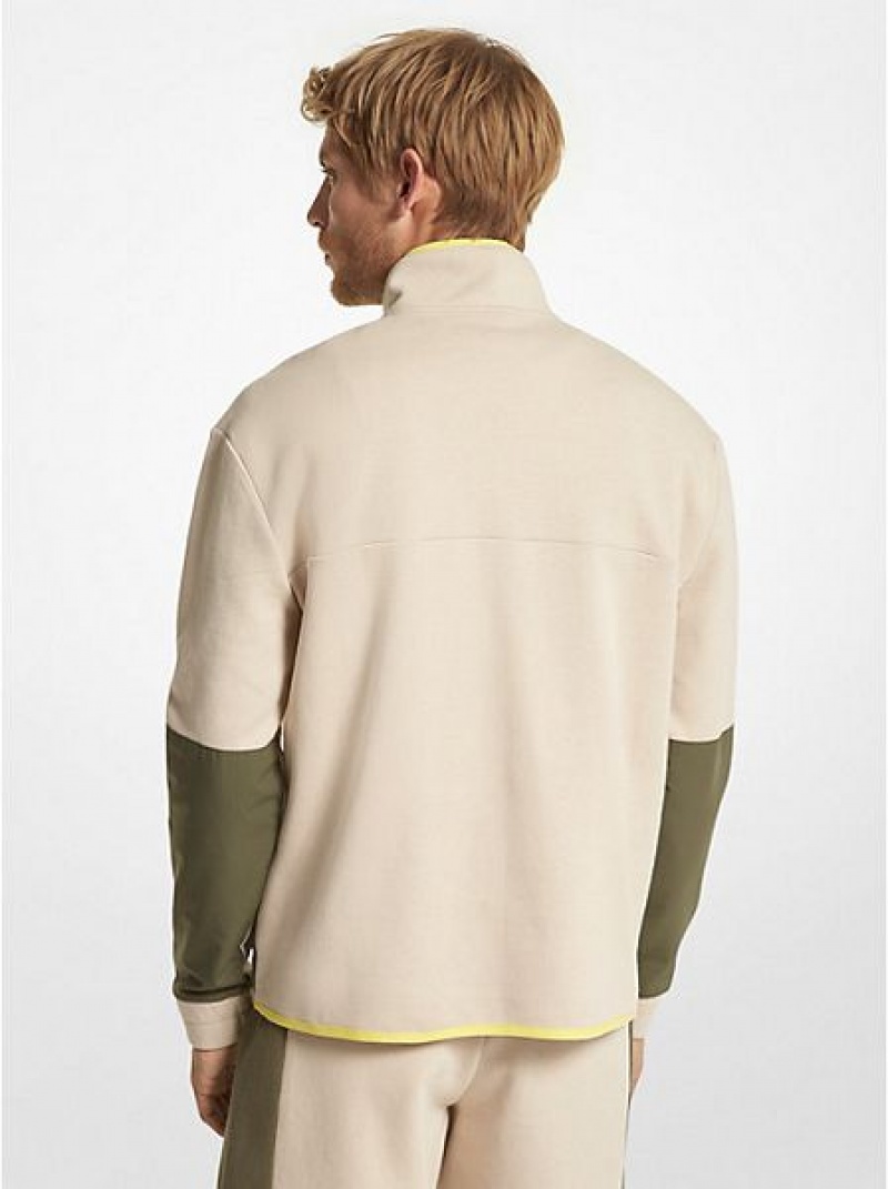 Michael Kors Baumwoll Blend Half-zip Sweatshirts Herren Hellbraun | 840365-XLE