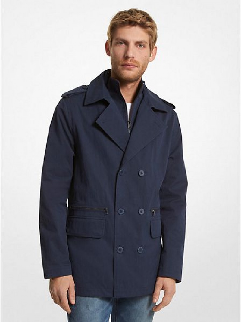 Michael Kors Baumwoll Blend Twill Peacoat Jacke Herren Navy | 683245-AOK