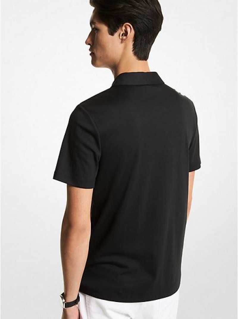 Michael Kors Baumwoll Polo Shirts Herren Schwarz | 817560-SNO