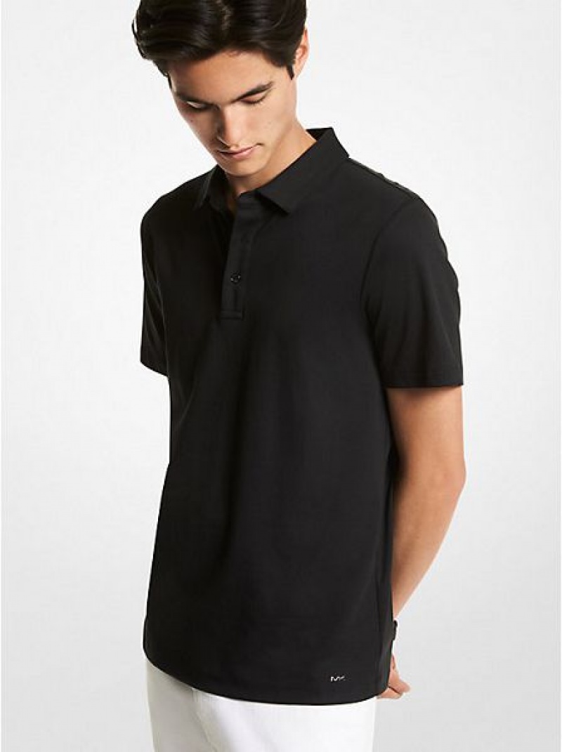 Michael Kors Baumwoll Polo Shirts Herren Schwarz | 817560-SNO