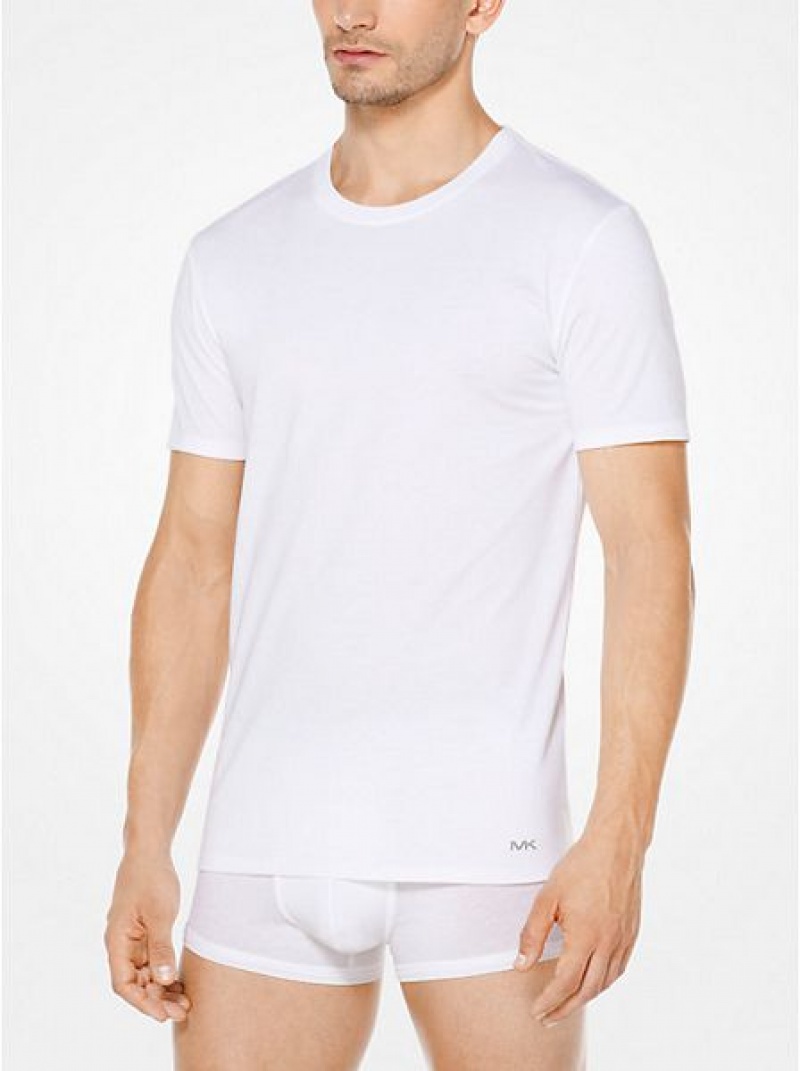 Michael Kors Baumwoll T-shirts Herren Weiß | 028943-VRU