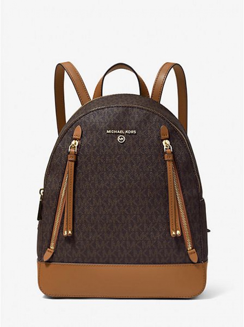 Michael Kors Brooklyn Medium Logo Rucksack Damen Braun | 073924-OVR