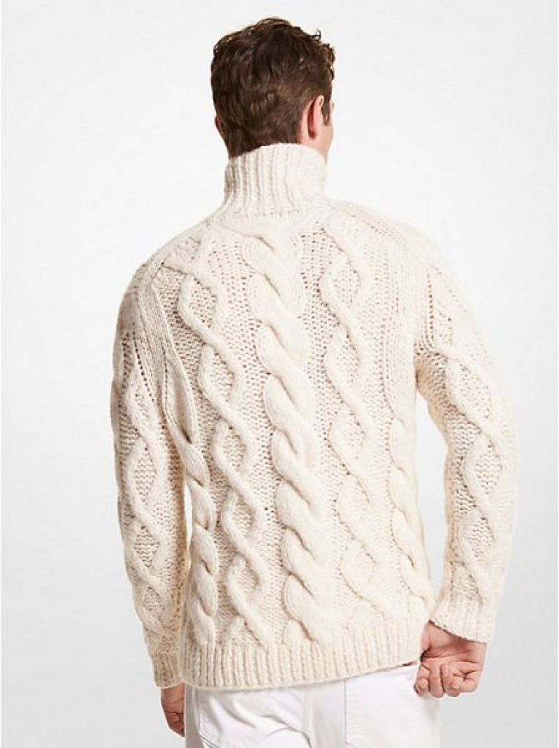 Michael Kors Cable Alpaca Blend Turtleneck Pullover Herren Beige | 321596-QWE