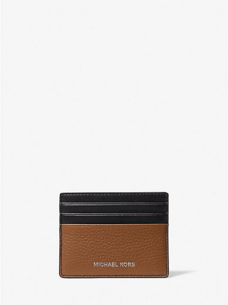 Michael Kors Cooper Pebbled Leder Hohe Card Case Geldbörse Herren Braun | 160532-JSL