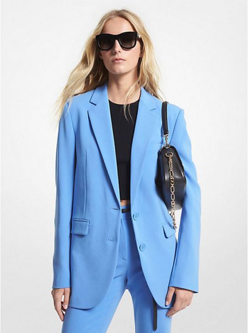 Michael Kors Crepe Boyfriend Blazer Damen Blau | 306582-PZW