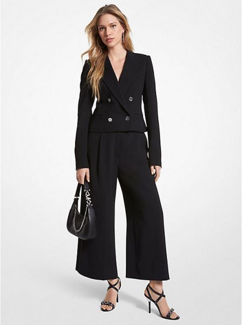 Michael Kors Cropped Crepe Blazer Damen Schwarz | 296748-TXH