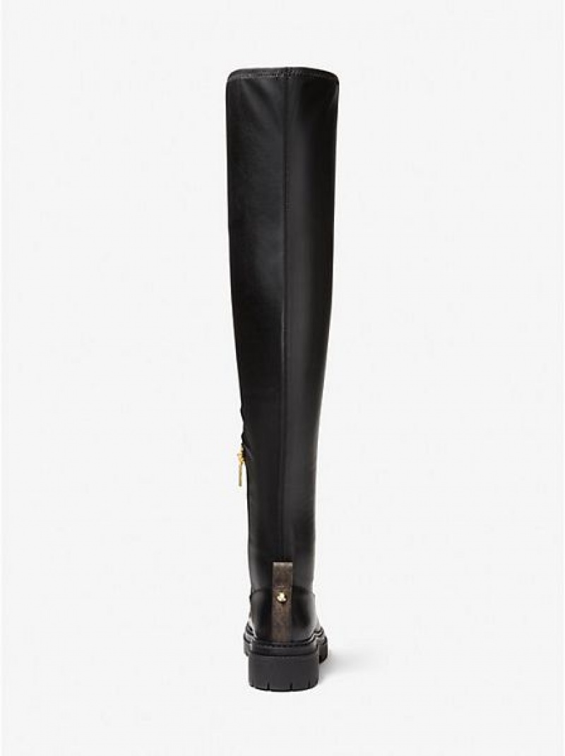 Michael Kors Cyrus Faux Over-the-knee Lederstiefel Damen Schwarz | 586794-TVE