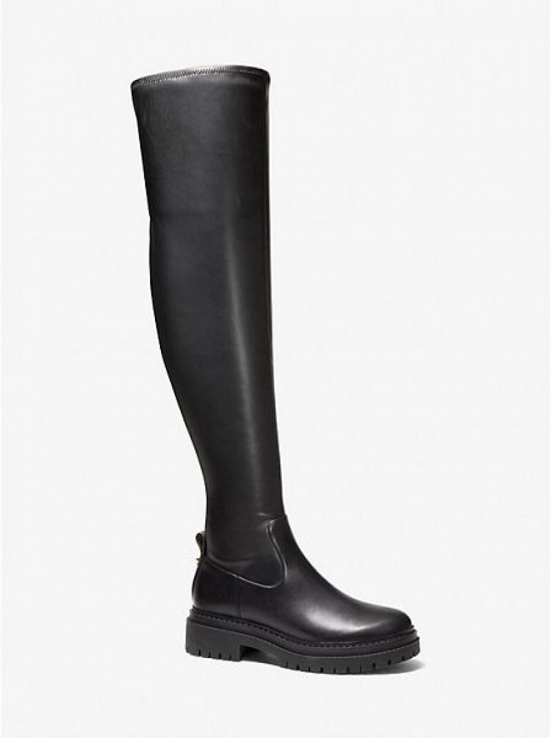 Michael Kors Cyrus Faux Over-the-knee Lederstiefel Damen Schwarz | 586794-TVE