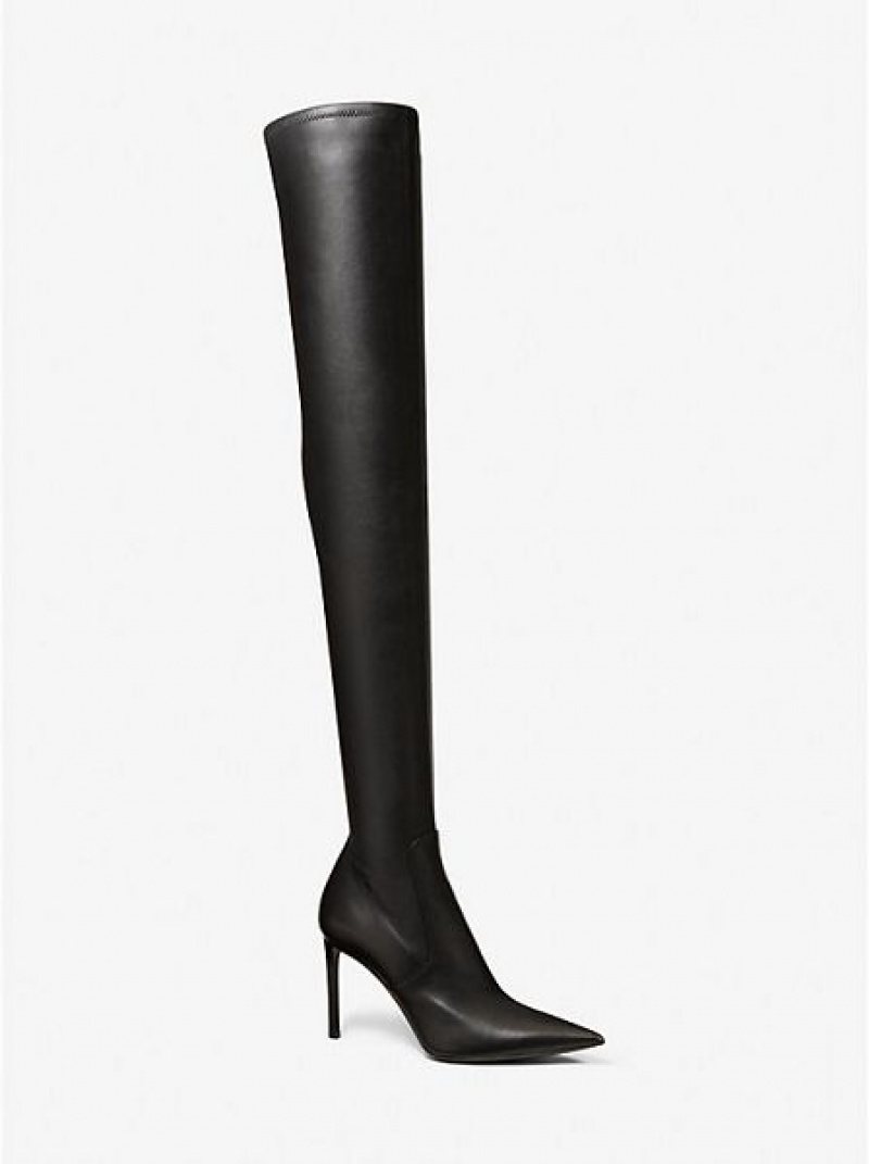 Michael Kors Elle Lederstiefel Damen Schwarz | 960347-MHF